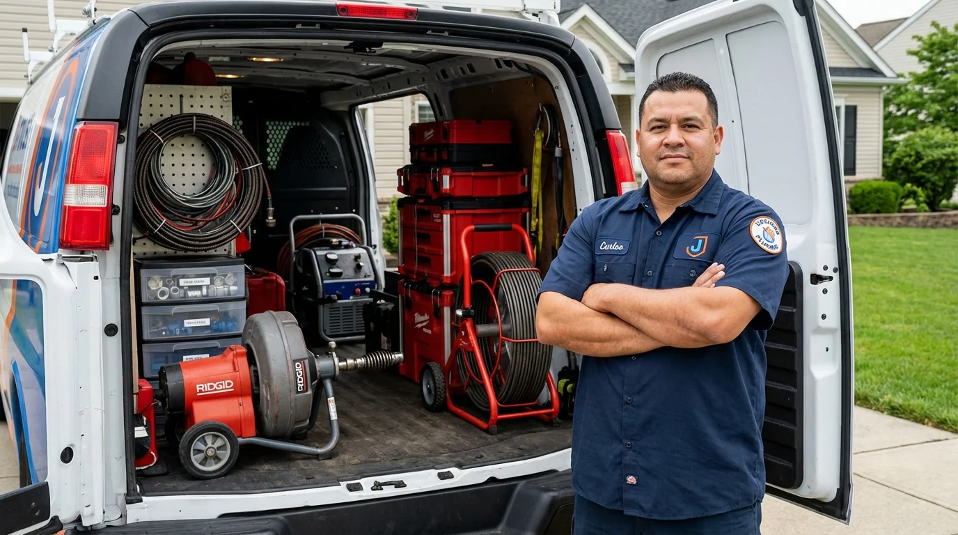 Professional drain cleaning equipment and Johns Plumbing LLC plumber in Delaware