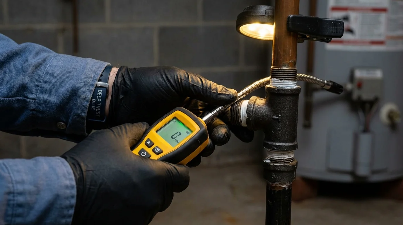 Gas leak detection with electronic sniffer by Johns Plumbing LLC in Delaware