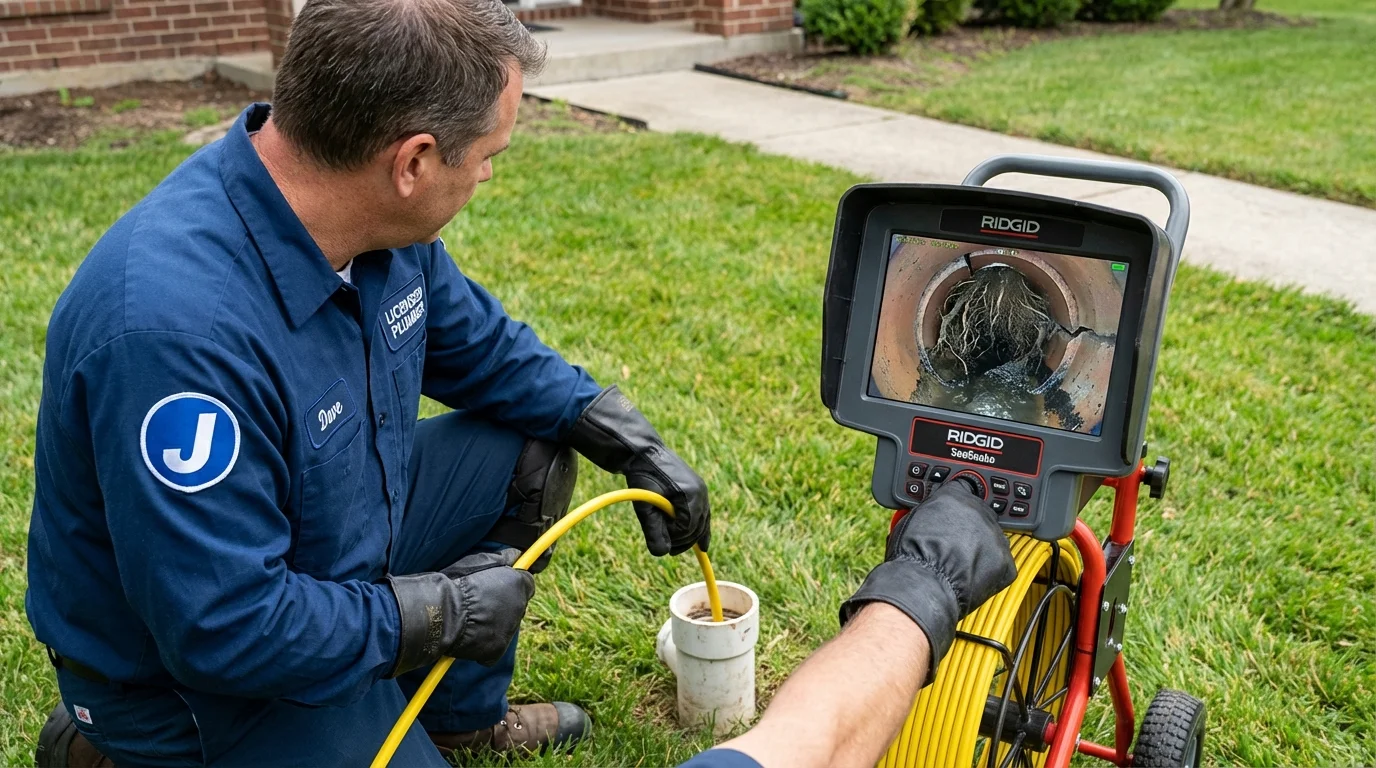 Sewer camera inspection being performed by Johns Plumbing LLC in Delaware