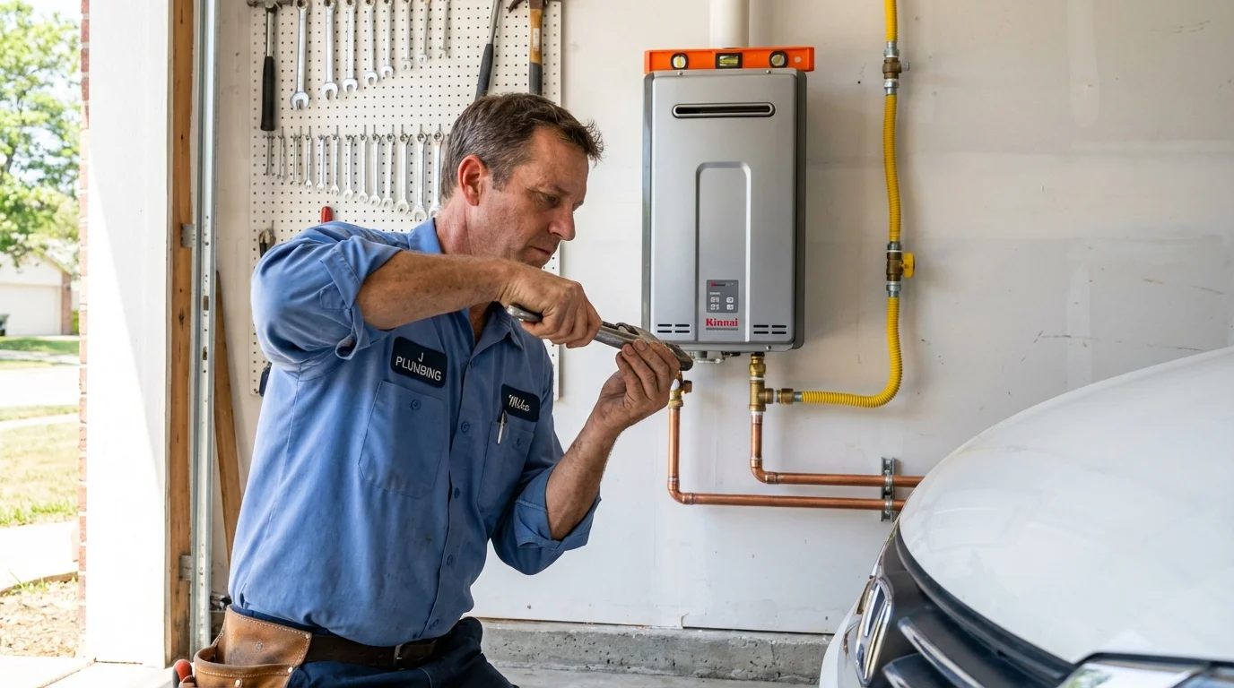 Tankless water heater installation by a Johns Plumbing LLC plumber in Delaware